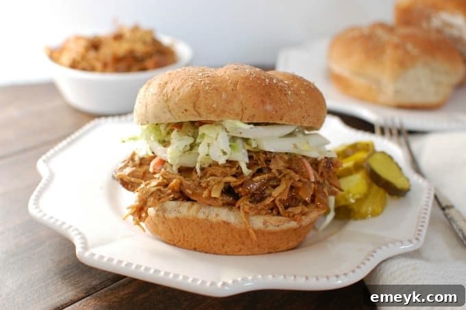 Slow Cooker BBQ Pulled Chicken Sandwich - a delicious and comforting meal