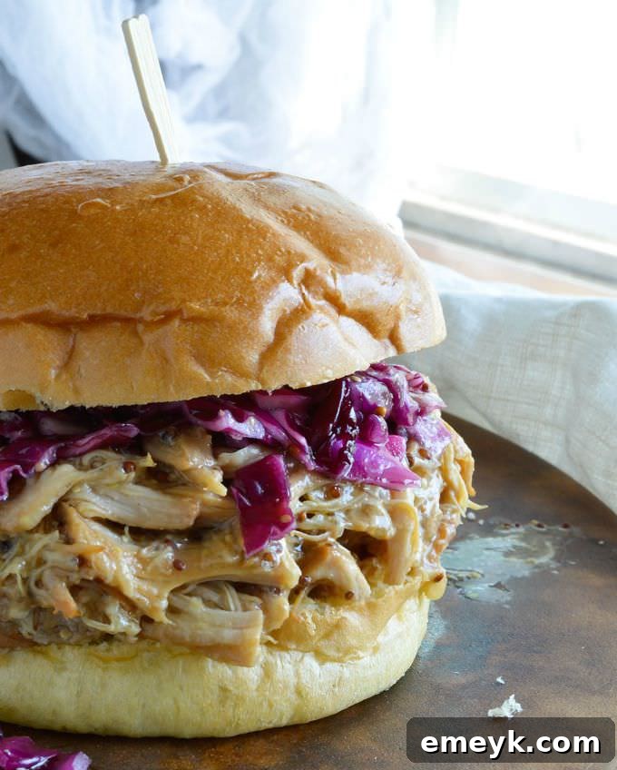 Pulled Honey Mustard Chicken Sandwiches