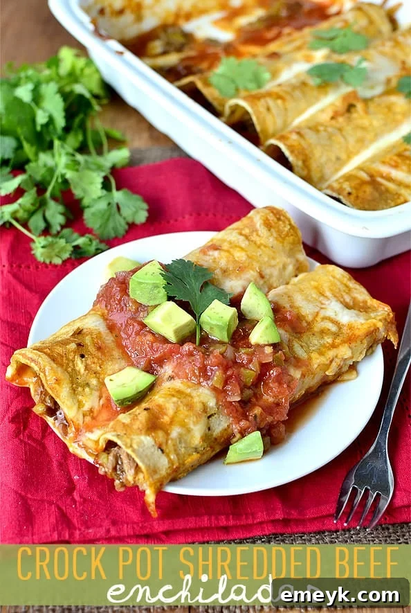 Slow Cooker Shredded Beef Enchiladas