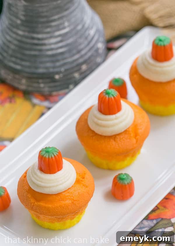 Wicked Easy Bat Cupcakes 4 Candy Corn Cupcakes, vibrant and festive treats for Halloween, perfect for all ages.