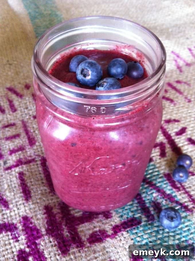 Colorful Pomegranate Blueberry Banana Smoothie