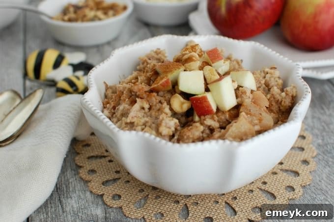 Close-up of chopped apples for slow cooker oatmeal