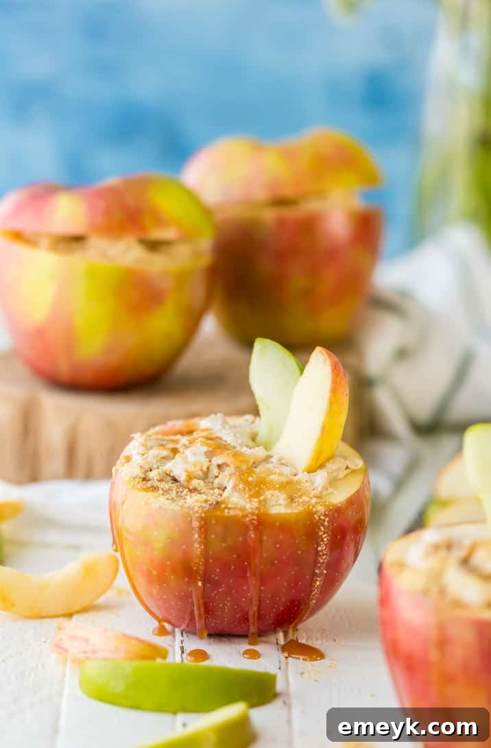 Decadent Individual Caramel Cheesecake Apple Dip with apple slices