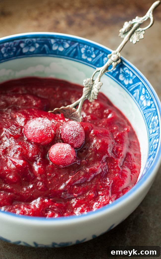 Homemade Slow Cooker Apple Cranberry Sauce in a bowl
