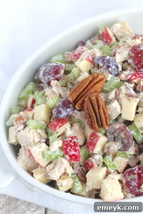 Healthy Chicken Salad with Grapes, Apples and Tarragon-Yogurt Dressing