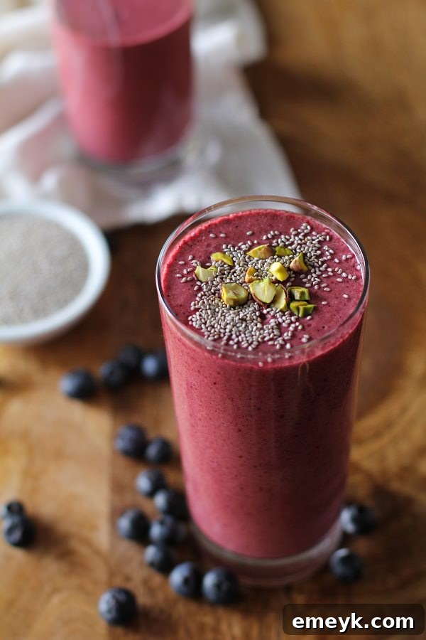Healthy Beet Berry Apple Chia Smoothie in a glass