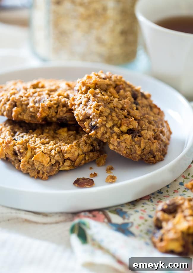 Wholesome Apple Raisin Breakfast Cookies on a cooling rack