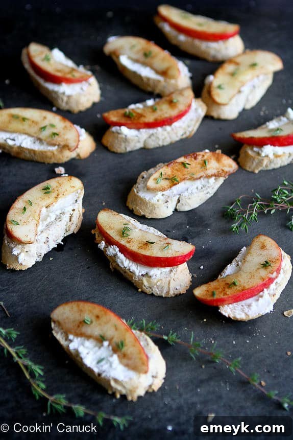 Elegant Cinnamon Apple and Goat Cheese Crostini appetizer