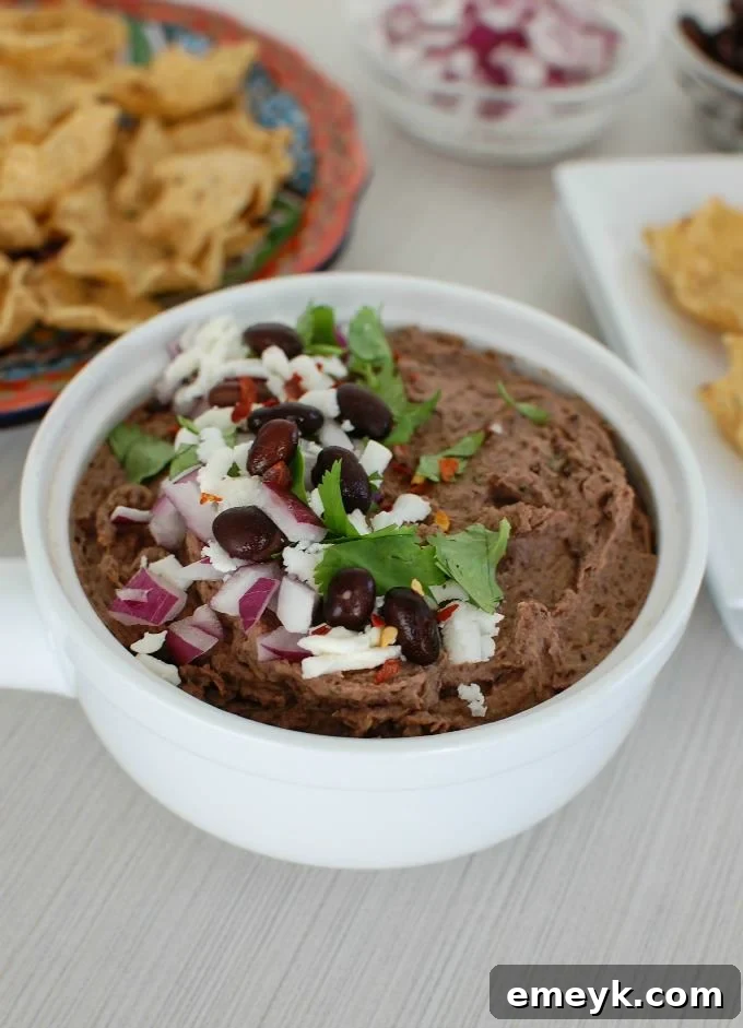 Creamy Black Bean Dip with crumbled Queso Fresco