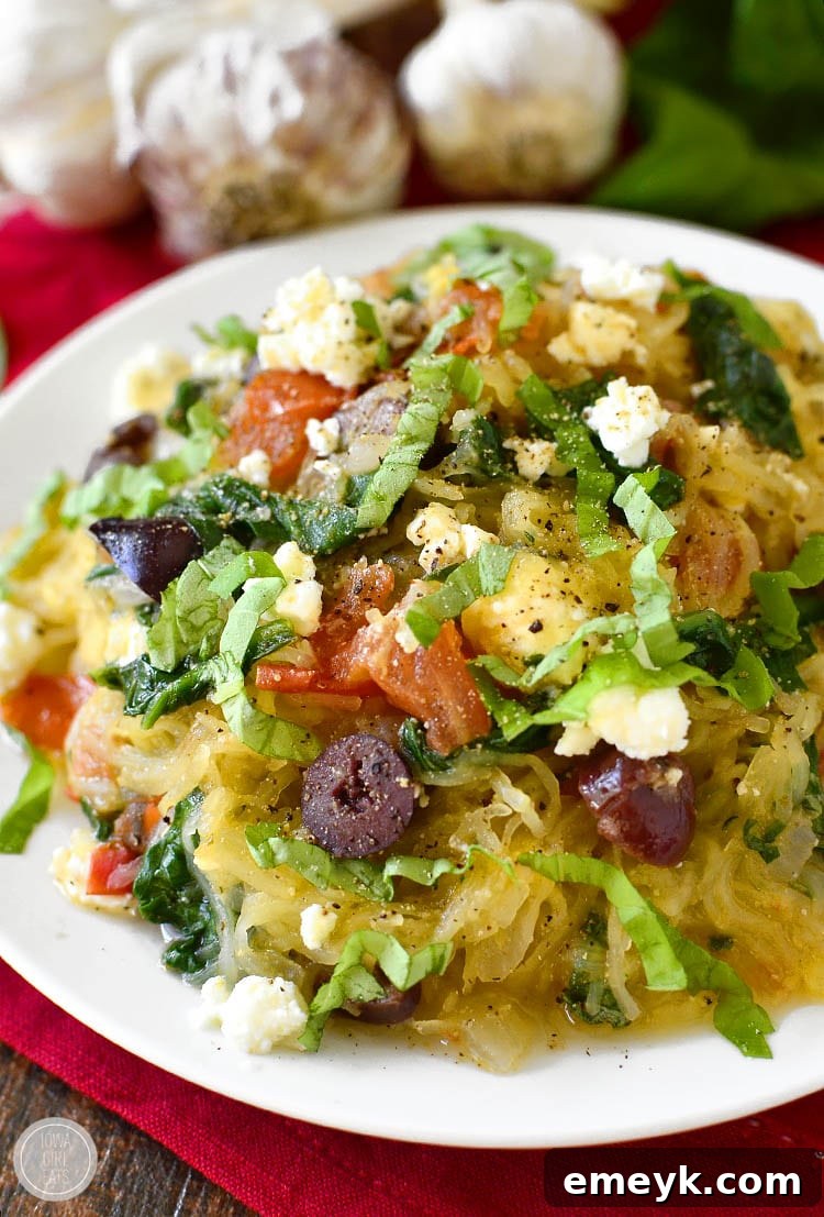 Healthy Very-Veggie Spaghetti Squash with colorful vegetables
