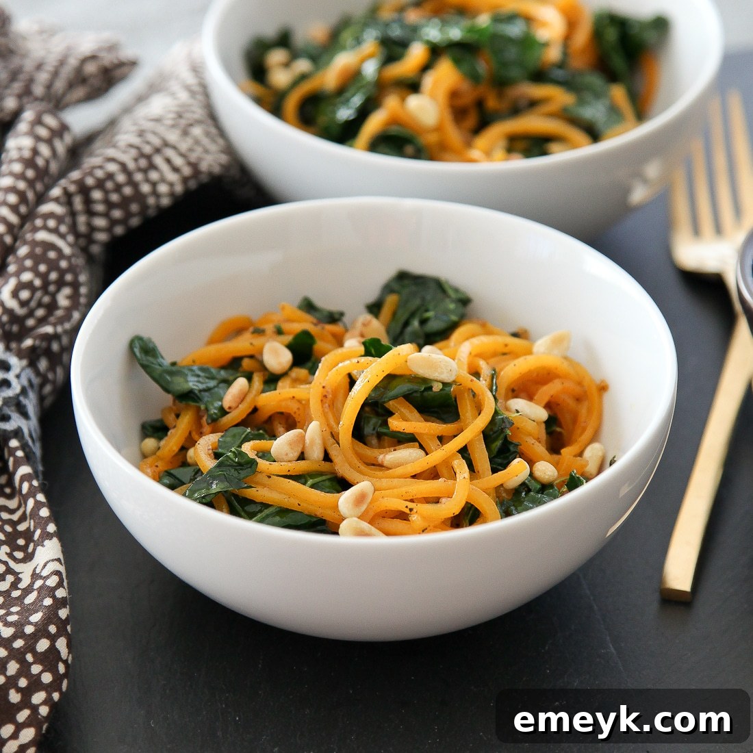 Elegant Butternut Squash Noodles with Brown Butter and Kale