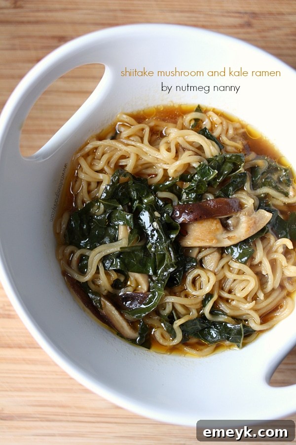 Comforting bowl of Shiitake Mushroom and Kale Ramen