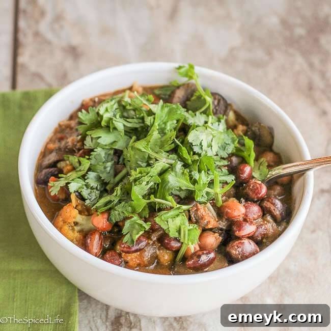 Hearty Indian Bean and Chickpea Stew with Mushrooms