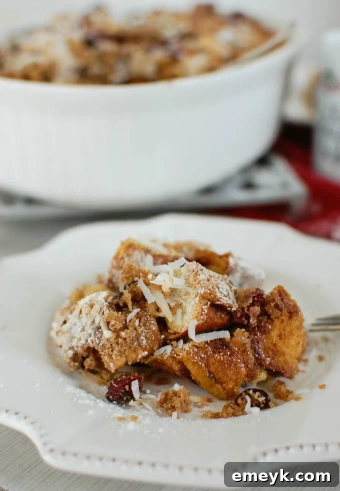 Sunrise Coconut Cranberry French Toast Bake 3 Ingredients laid out for Overnight Cranberry Coconut French Toast Bake