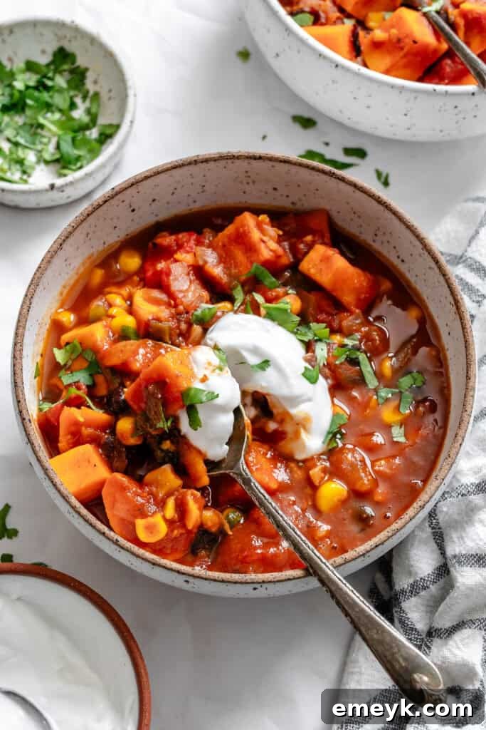 Hearty Sweet Potato Chili 8 Sweet Potato Chili with a spoon