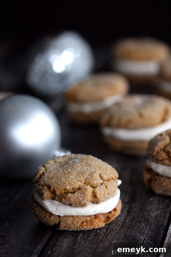Unique Ginger Cookie Sandwiches with Christmas Ale Buttercream, a grown-up holiday cookie.