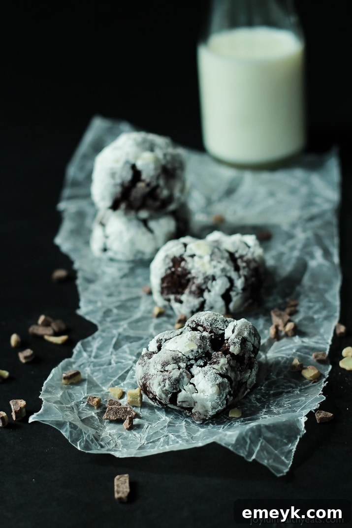 Rich Mint Dark Chocolate Crackle Cookies, a festive and decadent dessert with a cool mint finish.