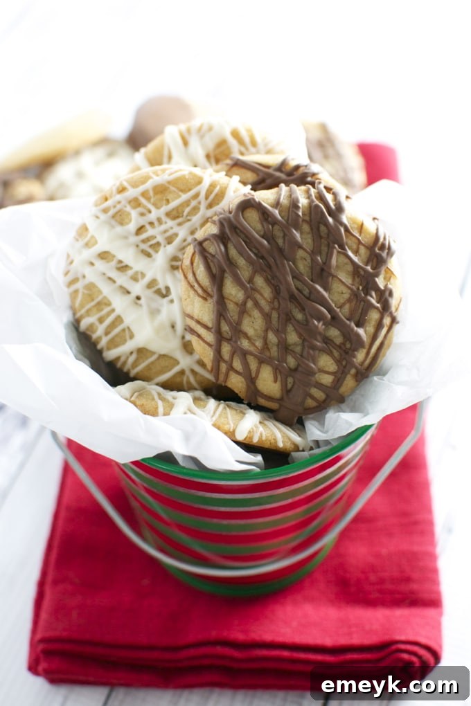 Elegant Mini Chocolate Drizzle Cookies, small bites of deliciousness for holiday entertaining.