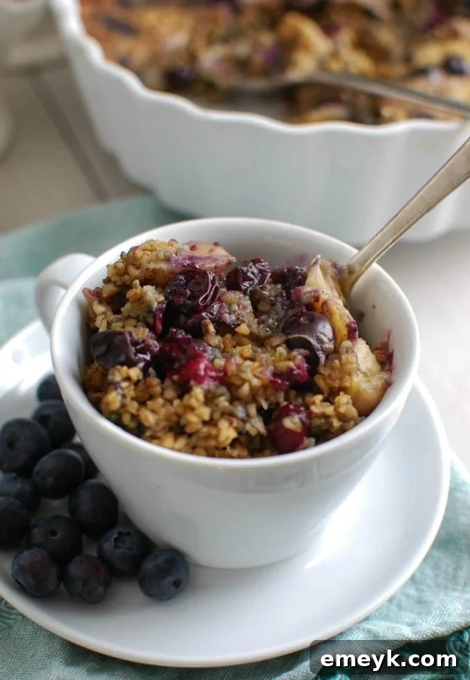 Baked Blueberry Banana Steel Cut Oatmeal - breakfast