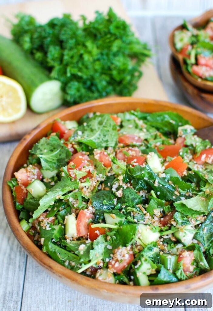 Kale Cucumber Tabbouleh with Tomatoes
