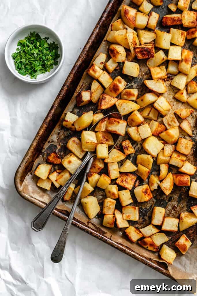 Lemon Cilantro Roasted Potatoes on baking sheet with cilantro