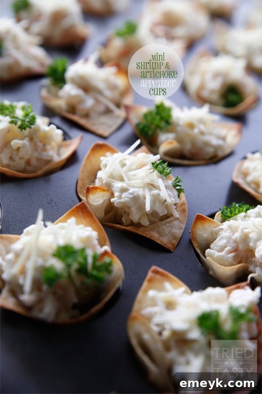 Mini Shrimp & Artichoke Appetizer Cups, elegant and easy finger food