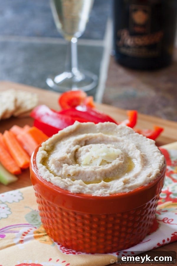 White Truffle Parmesan White Bean Hummus, a luxurious and easy dip