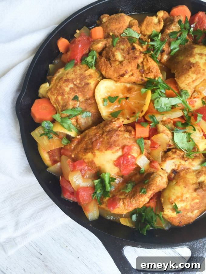 My 15 Standout Recipes from 2015 16 Tender Moroccan Chicken Thighs served with fresh herbs, showcasing rich spices and a vibrant presentation.