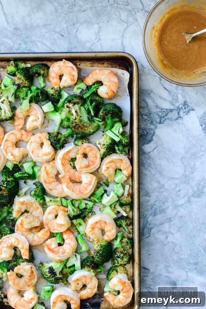 Healthy Broiled Shrimp and Broccoli with Cashew Sauce, a delightful and quick Asian-inspired dish for a healthy meal.