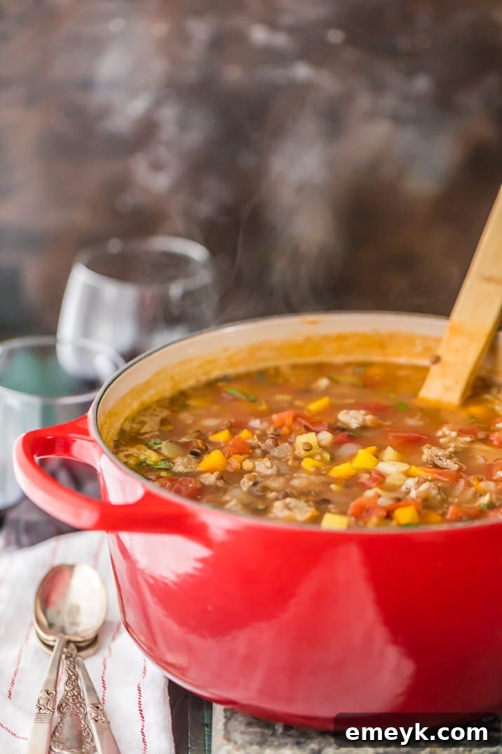 A warm bowl of Copycat Carrabba’s Sausage and Lentil Soup, perfect for a cozy, fast, and comforting meal.