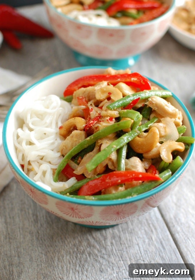 Close-up of the stir-fry component of Lemongrass Chicken Noodle Bowls