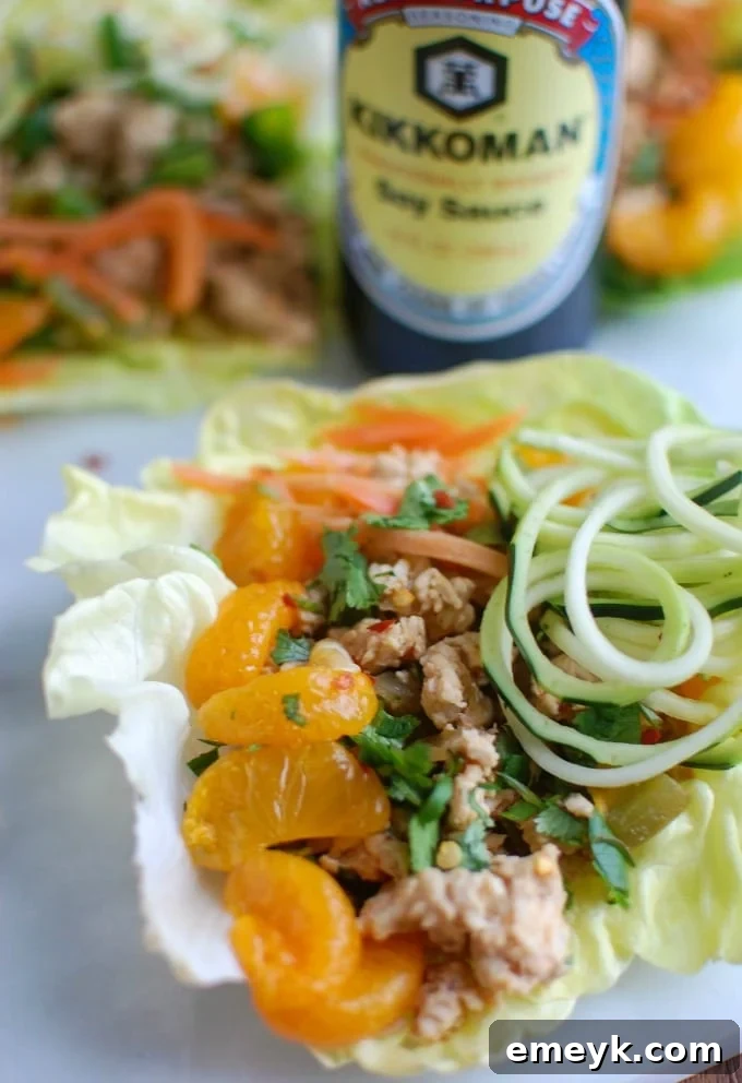 Asian Chicken Zoodle Lettuce Wraps - a healthy and satisfying dinner option