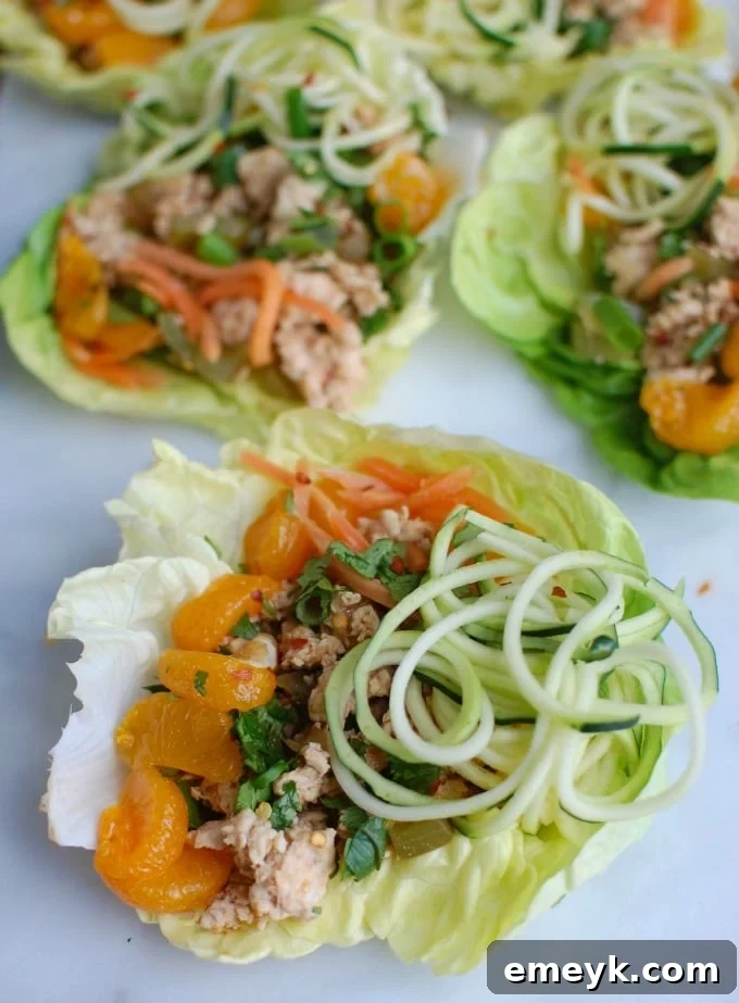 Asian Chicken Zoodle Lettuce Wraps - ideal for Chinese New Year celebrations