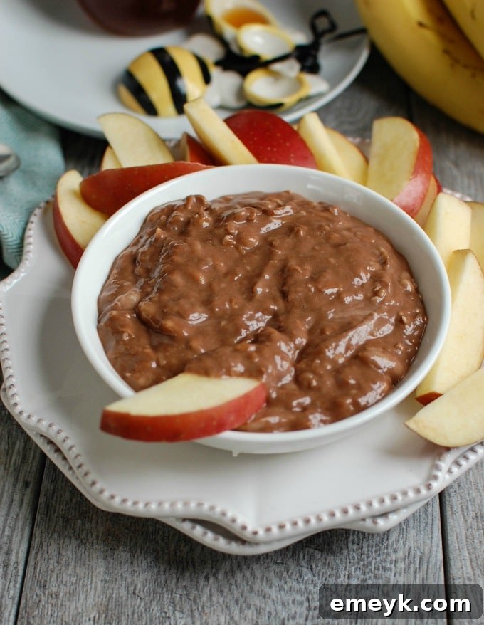 Irresistible 5-Ingredient Chocolate Banana Dip 3 Close-up of the smooth and creamy 5-Ingredient Chocolate Banana Dip in a bowl