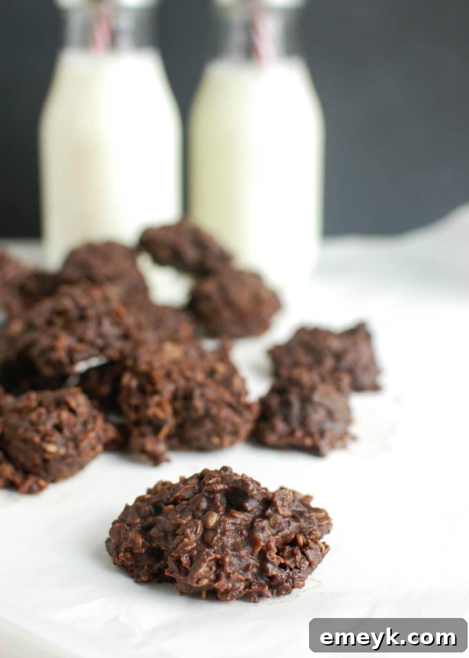 A delightful arrangement of No Bake Cookie Recipe with milk, perfect for a sweet treat and easy dessert.