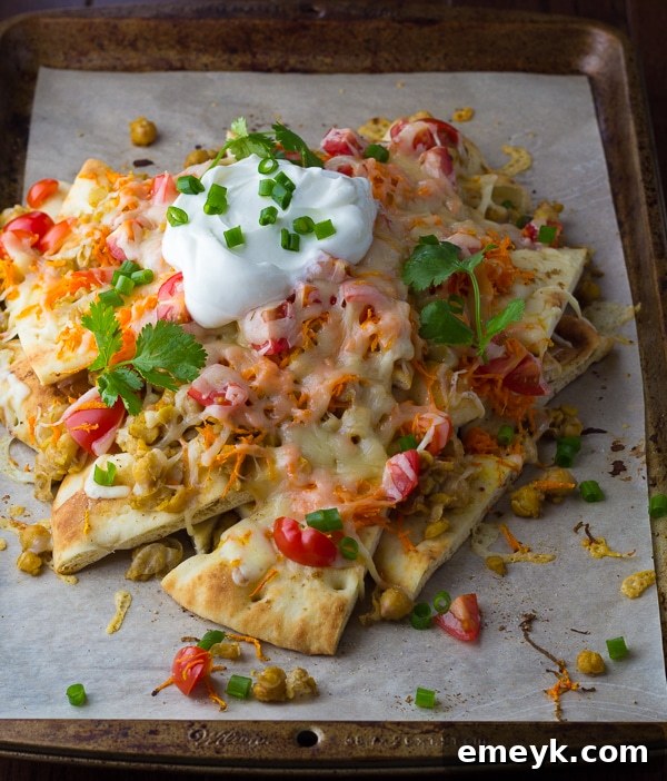 Spiced Chickpea Naan Nachos