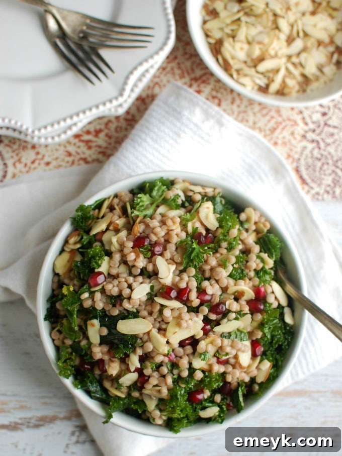 Healthy lunch option: Kale Couscous Pomegranate Salad, a nutritious and flavorful choice