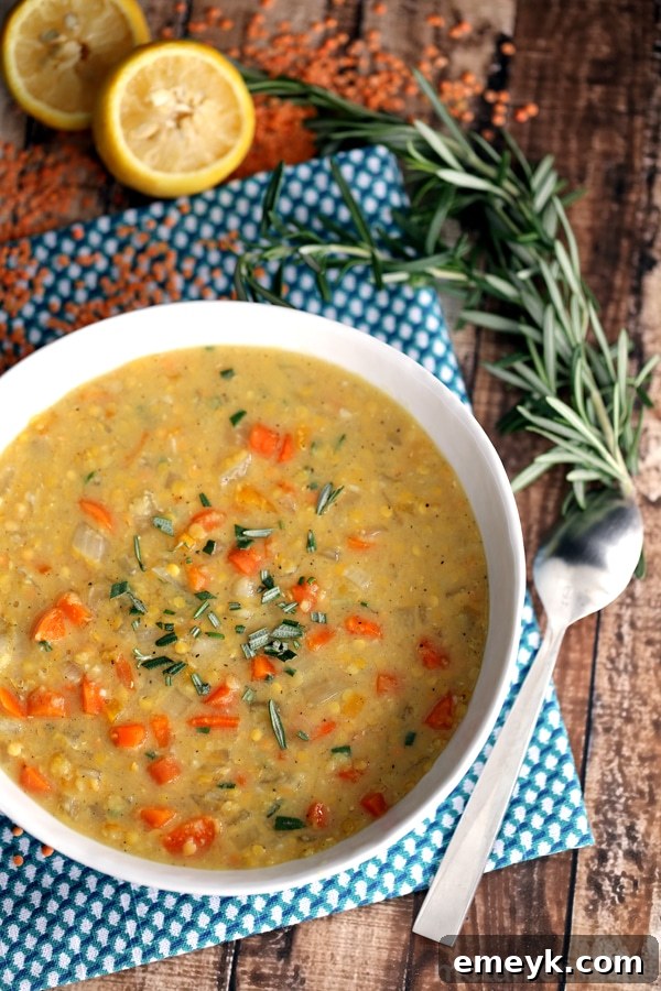 Slow Cooker Lemon Rosemary Lentil Soup