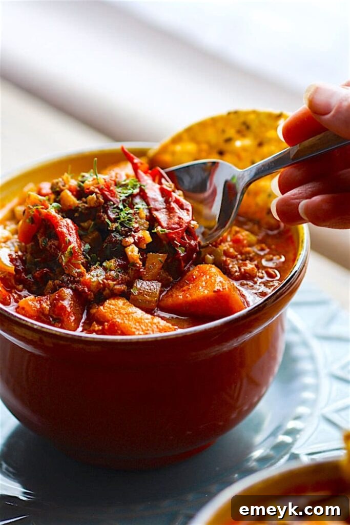 Slow Cooker Sweet Potato Chipotle Chili {Paleo}