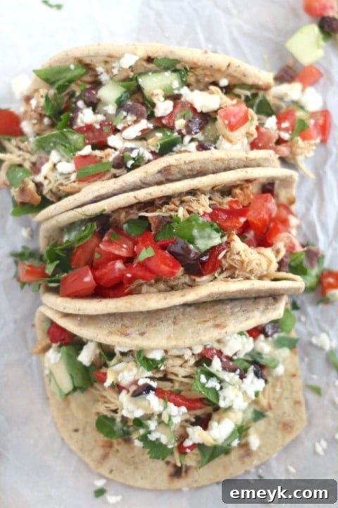 Slow Cooker Mediterranean Crockpot Chicken Taco Bar