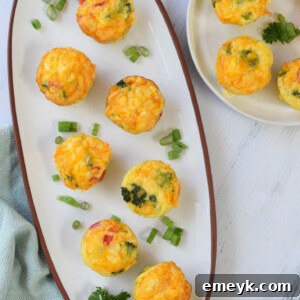 Savory Broccoli Cheddar Bites 13 Broccoli Cheddar Cups on a white plate, served.