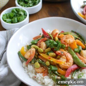 Savory Sesame Shrimp with Edamame 7 Asian Shrimp Edamame Stir-Fry