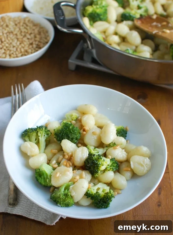 Browned Butter Gnocchi with Broccoli and Pine Nuts – A family favorite gnocchi dish