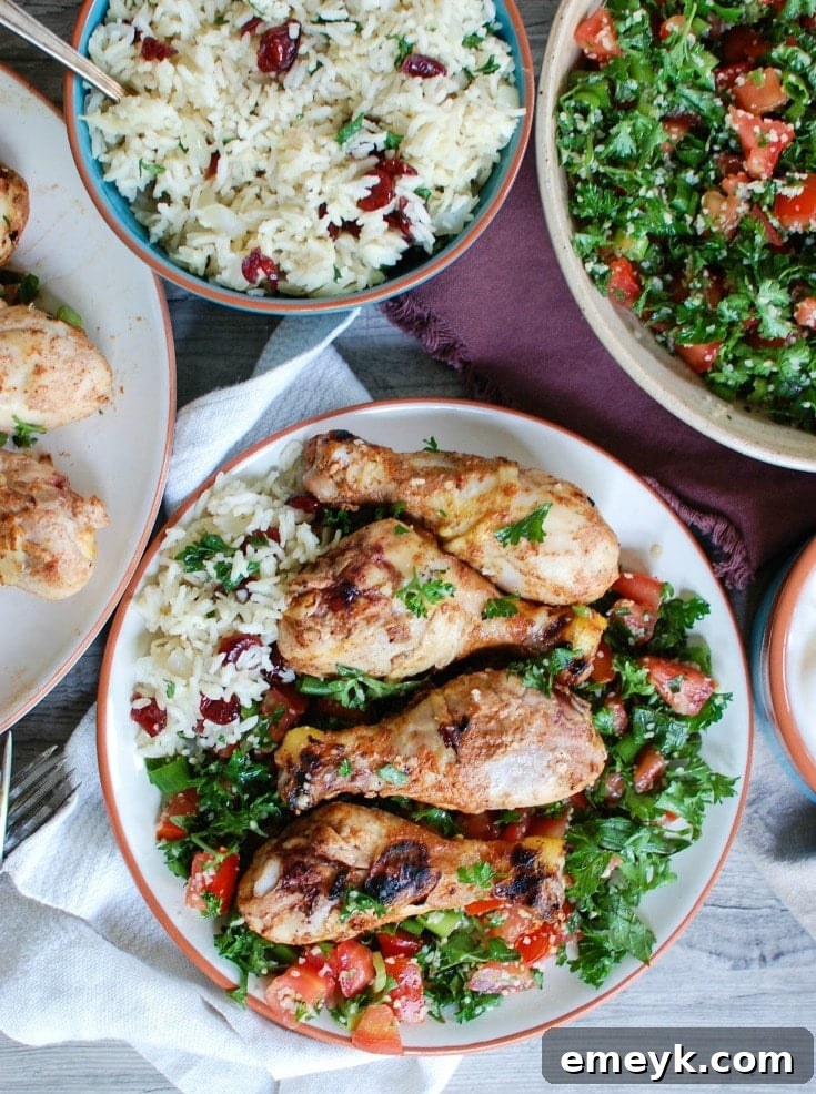 Close-up of marinated Mediterranean Chicken drumsticks ready for grilling