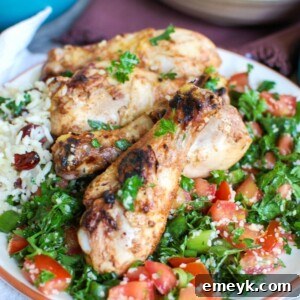 Mediterranean Chicken with Basmati Rice and fresh ingredients