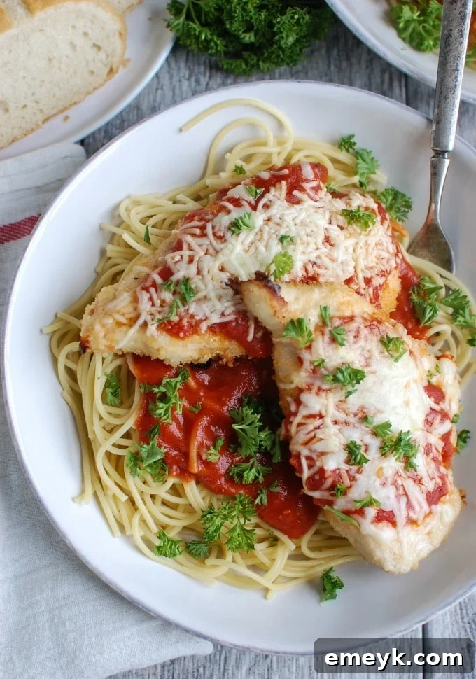 Golden Baked Chicken Parmesan 2 Baked Chicken Parmesan - so good, golden crispy and delicious