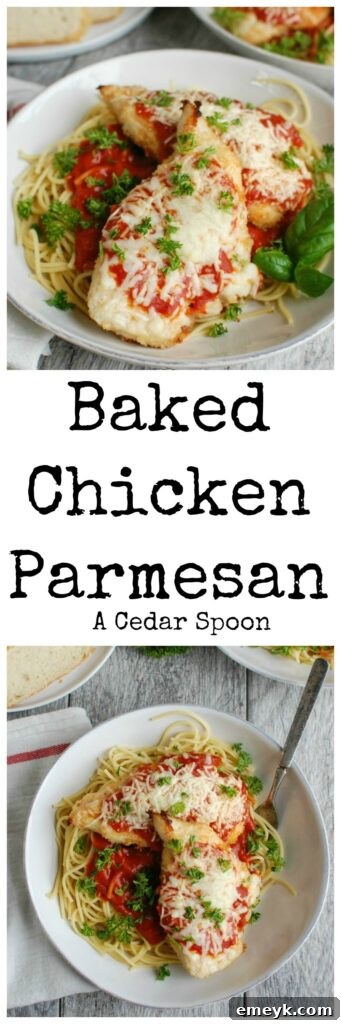 Golden Baked Chicken Parmesan 7 Baked Chicken Parmesan - mouthwatering, served with pasta and fresh herbs