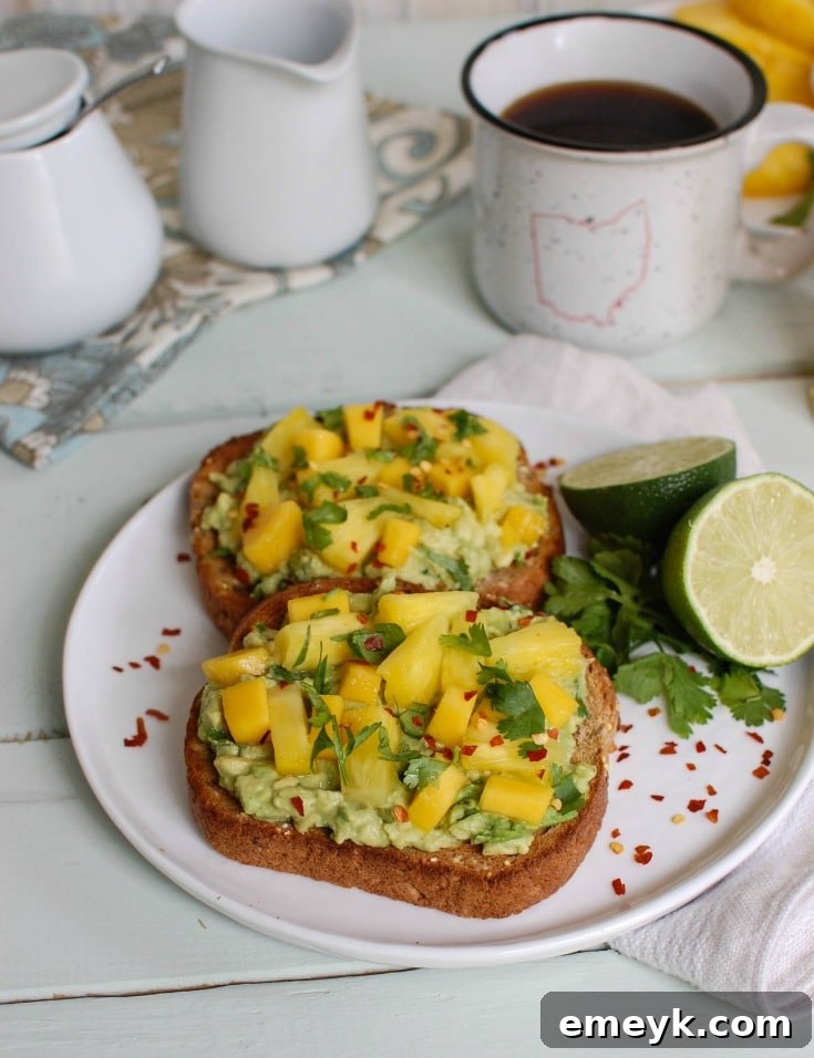 Tropical Avocado Toast - healthy lunch