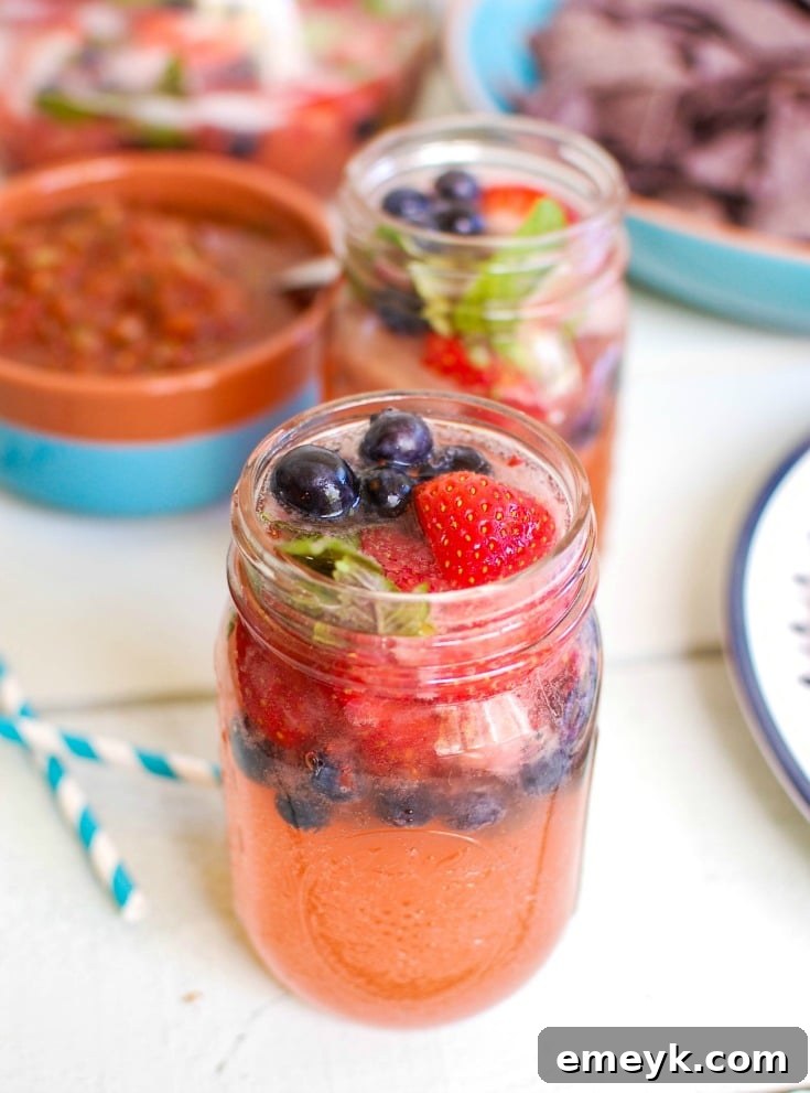Strawberry Blueberry Lemonade Spritzer - perfect for Memorial Day