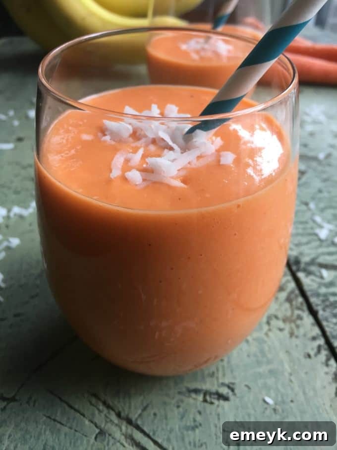 Coconut-Carrot-Smoothie-3, a sweet and creamy way to enjoy vegetables.
